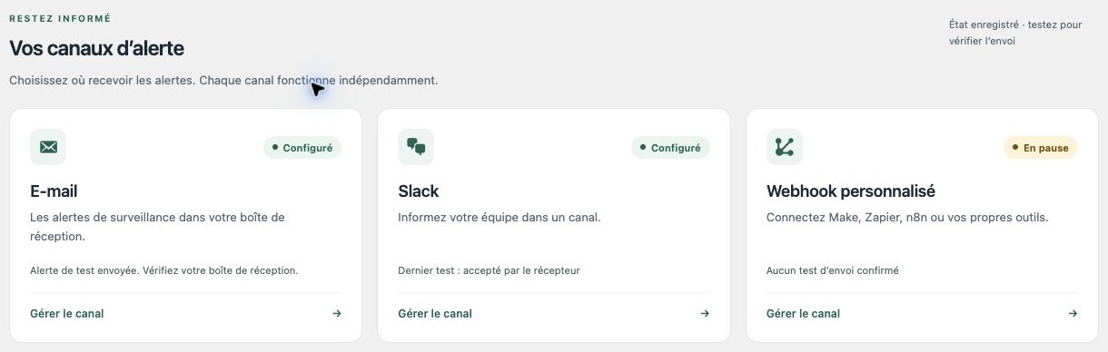 Canaux de notification — Revenue Guard 0.5.0-beta (FR)