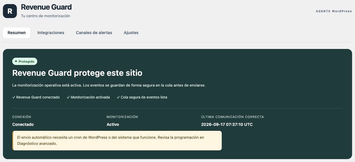 Resumen de conexión — Revenue Guard 0.5.0-beta (ES)